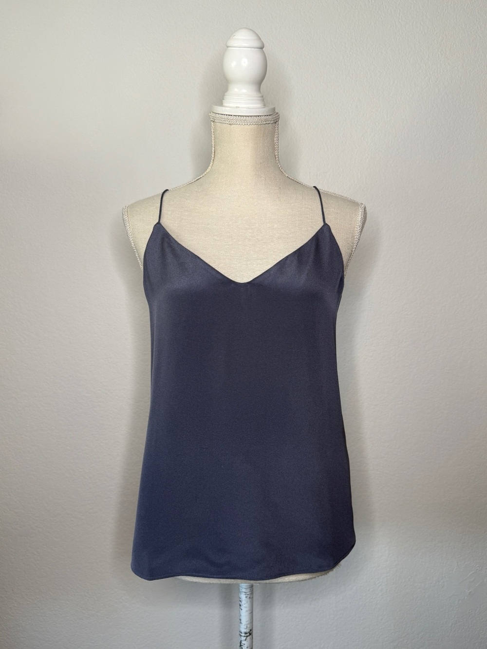 J. Crew Slate Silk V‑Neck Spaghetti Strap Cami NWT Size 2